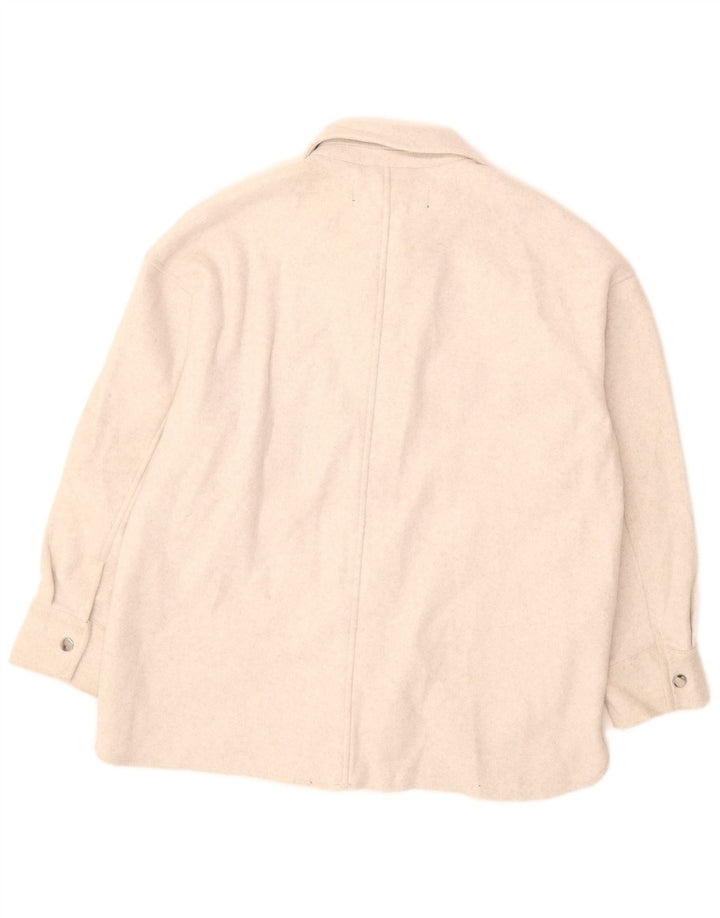 Женская верхняя рубашка Zara, рубашка большого размера UK 10, маленький белый полиэстер