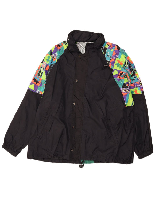 Мужская куртка-дождевик VINTAGE с капюшоном UK 44 2XL, черная с геометрическим рисунком