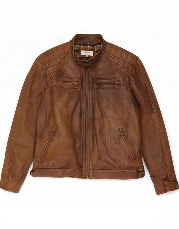 Мужская кожаная куртка Ashwood UK 48 4XL Коричневая
