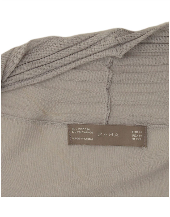 Женский удлиненный прозрачный кардиган Zara UK 12, вискоза среднего серого цвета