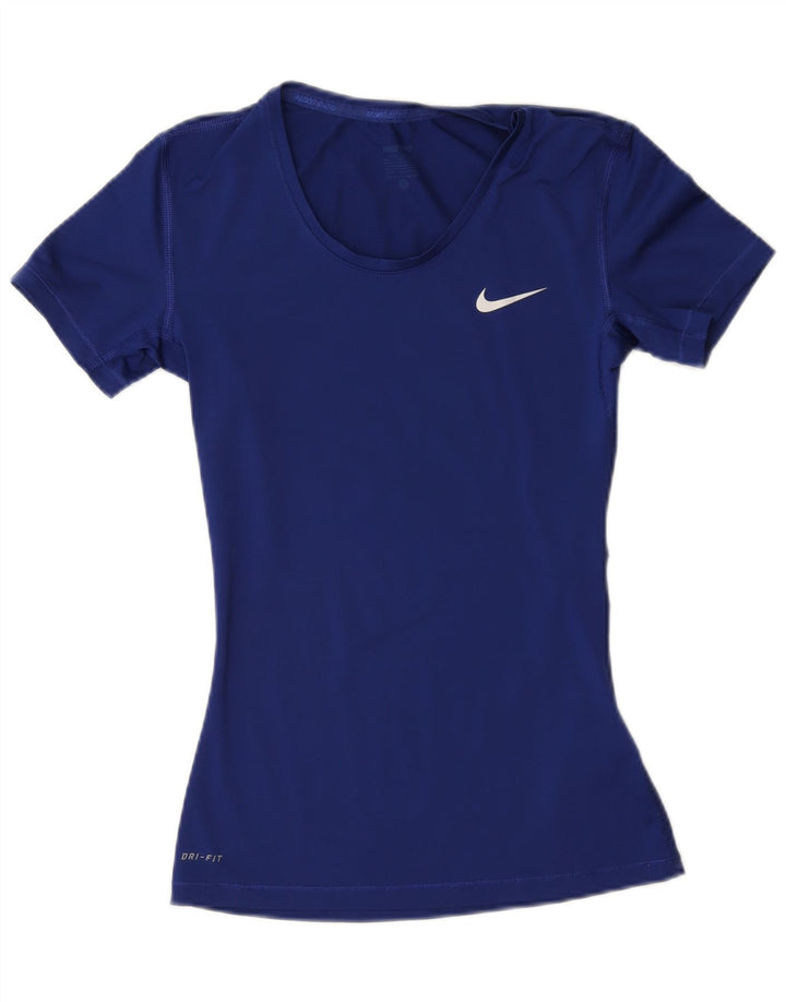 Женская футболка Nike Dri Fit Top UK 10, маленькая, темно-синяя, полиэстер