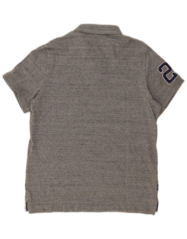 Мужская рубашка-поло с рисунком Superdry 3XL, серый хлопок с крапинками