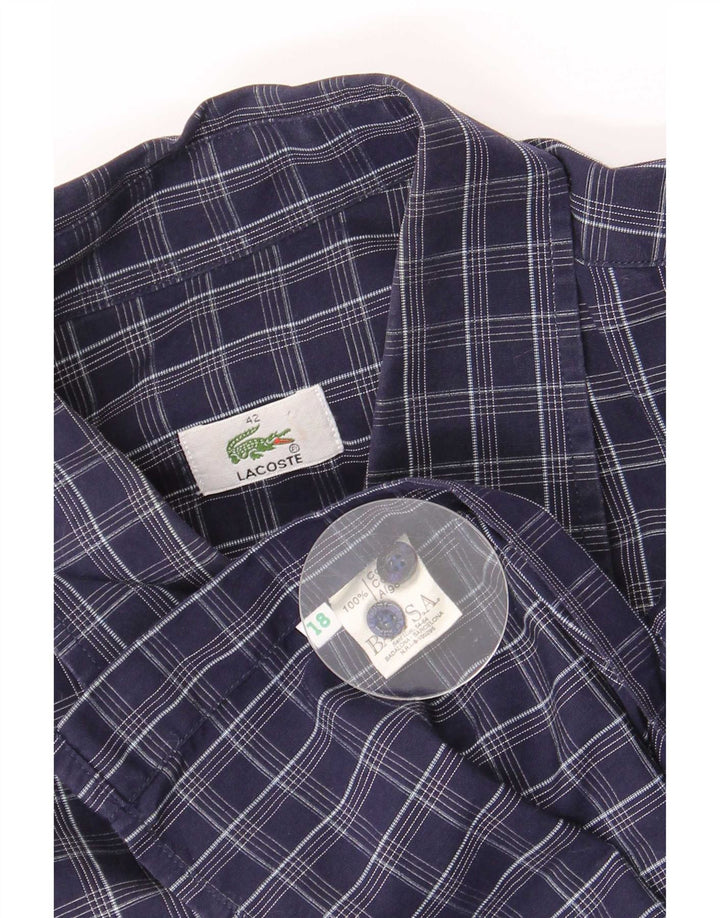 Мужская рубашка Lacoste, размер 42, большая темно-синяя клетка, хлопок
