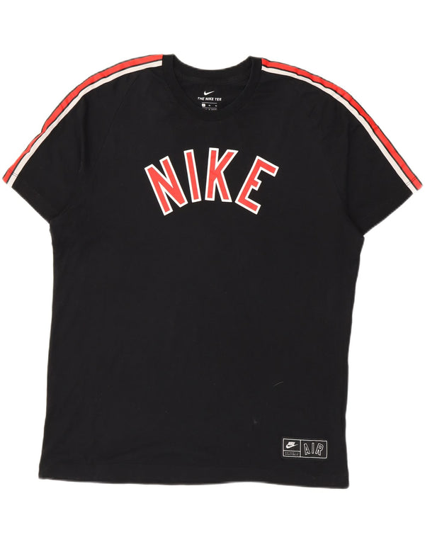 Мужская футболка с рисунком Nike Top XL, черная, хлопок с цветными блоками