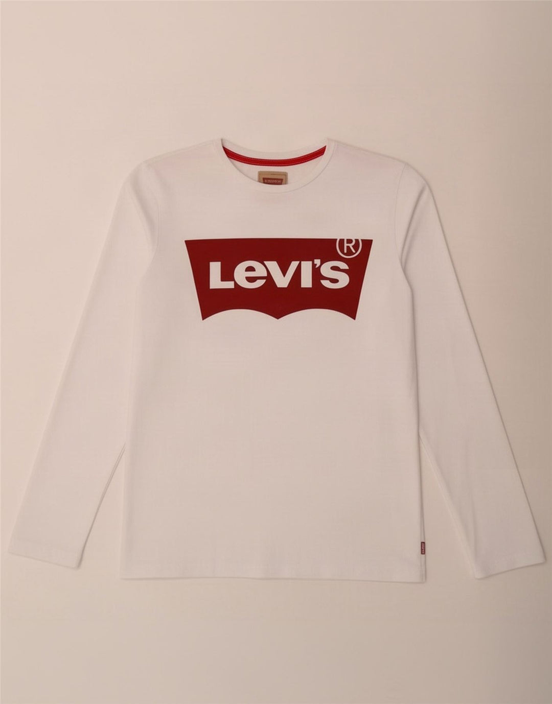 Топ с рисунком Levi's для мальчиков, 15–16 лет, белый хлопок, длинный рукав