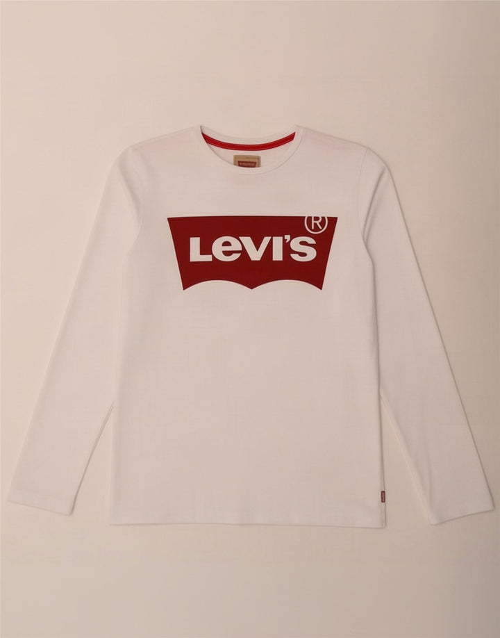 Топ с рисунком Levi's для мальчиков, 15–16 лет, белый хлопок, длинный рукав