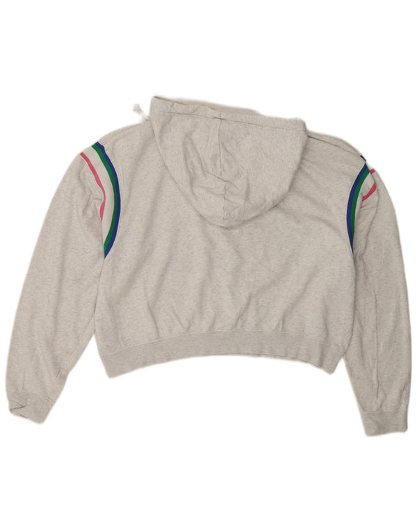 Nike Womens Crop Graphic Oversized Hoodie Jumper UK 14 Medium Grey Cotton