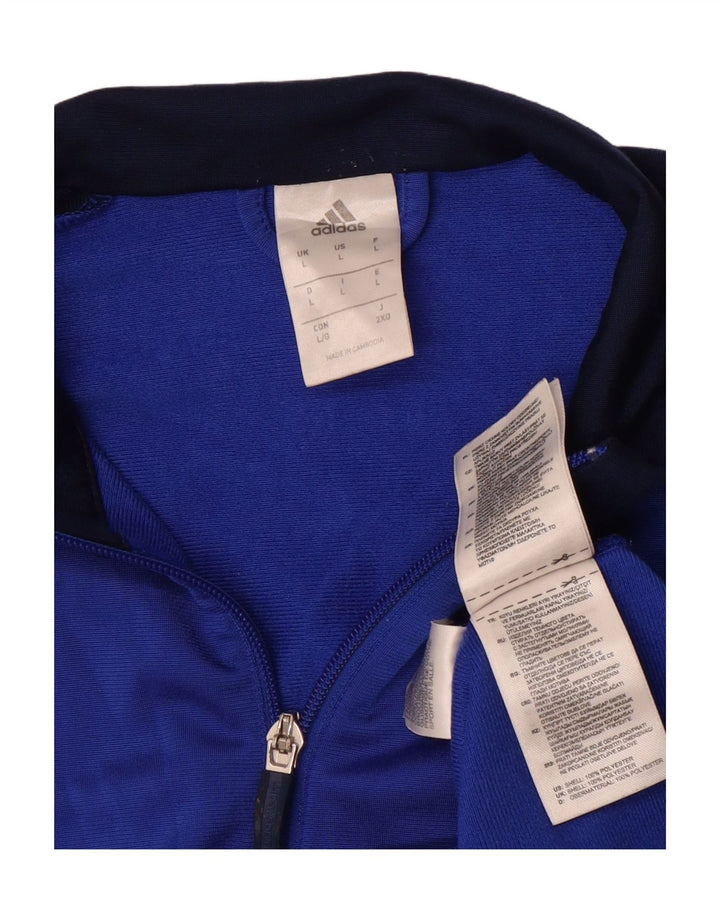 ADIDAS Mens Tracksuit Top Jacket Large Blue Colourblock Polyester Vintage Adidas and Second-Hand Adidas from Messina Hembry 