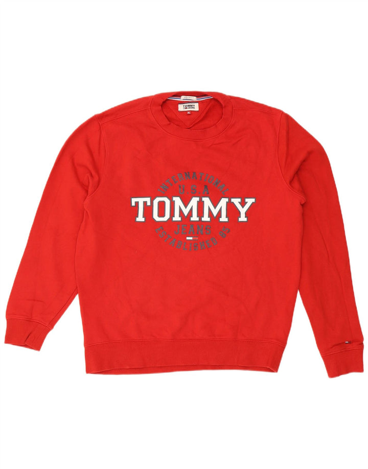 Мужской свитшот Tommy Hilfiger с графикой стандартного кроя, XL, красный хлопок