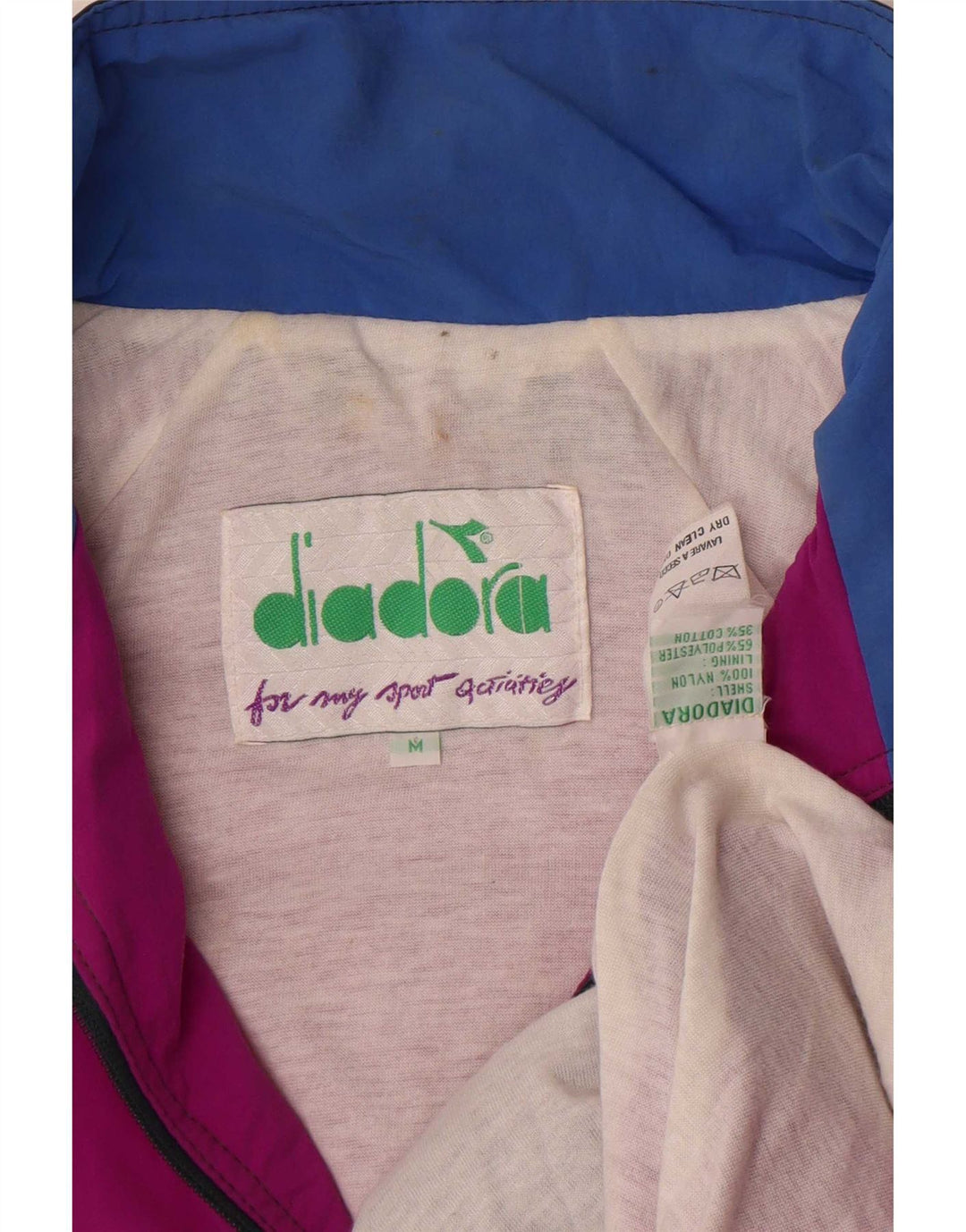 Мужской спортивный костюм Diadora с графическим рисунком, верхняя куртка, средний розовый нейлон с цветными блоками