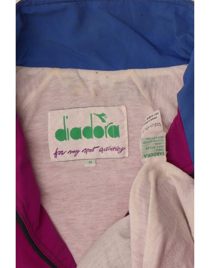 Мужской спортивный костюм Diadora с графическим рисунком, верхняя куртка, средний розовый нейлон с цветными блоками