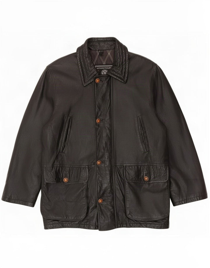Salvatore Lepore Мужское кожаное пальто IT 52 XL Черный