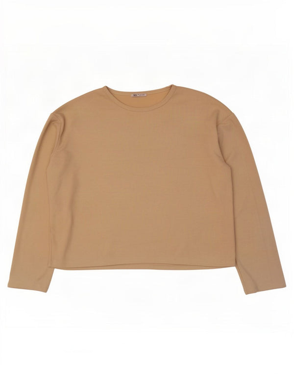 Мужской топ свободного кроя Zara с длинным рукавом, большой бежевый