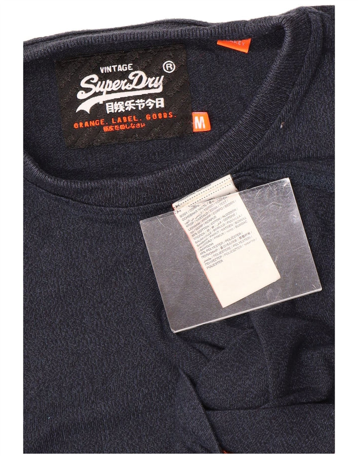 SUPERDRY Мужская футболка из хлопка среднего размера, темно-синего цвета с крапинками
