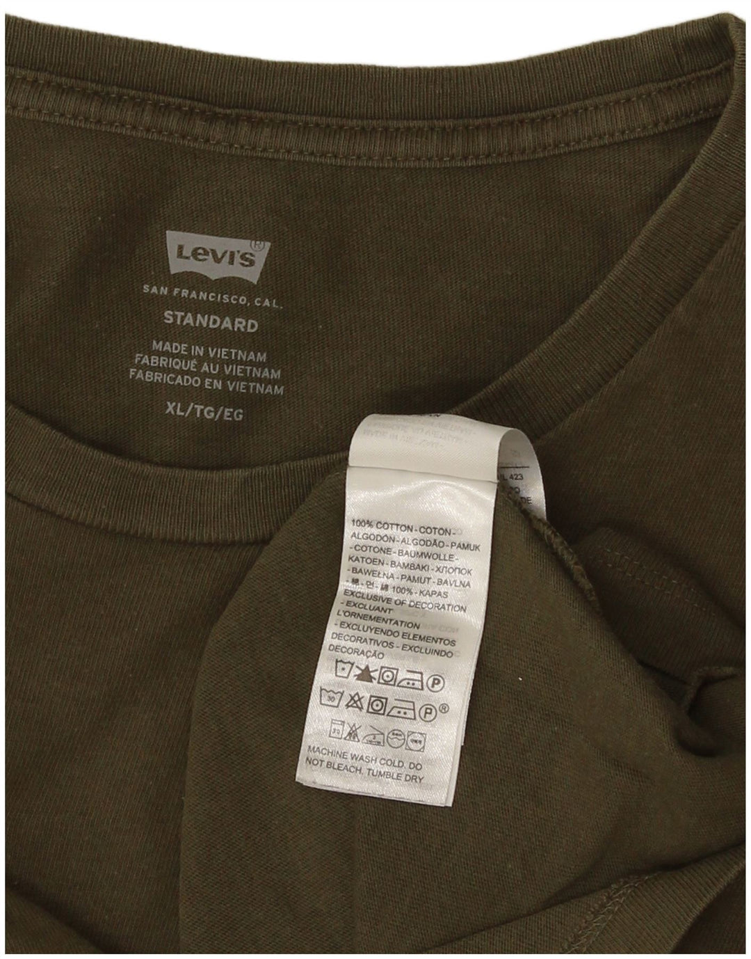 Мужская стандартная футболка Levi's Top XL Хаки Хлопок