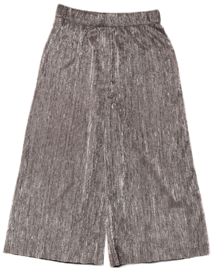 Женские широкие капри ZARA XS W24 L20, серебристый полиэстер