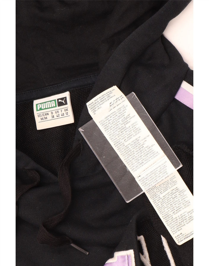 PUMA Женский укороченный джемпер с капюшоном оверсайз UK 12, средний черный с цветными блоками