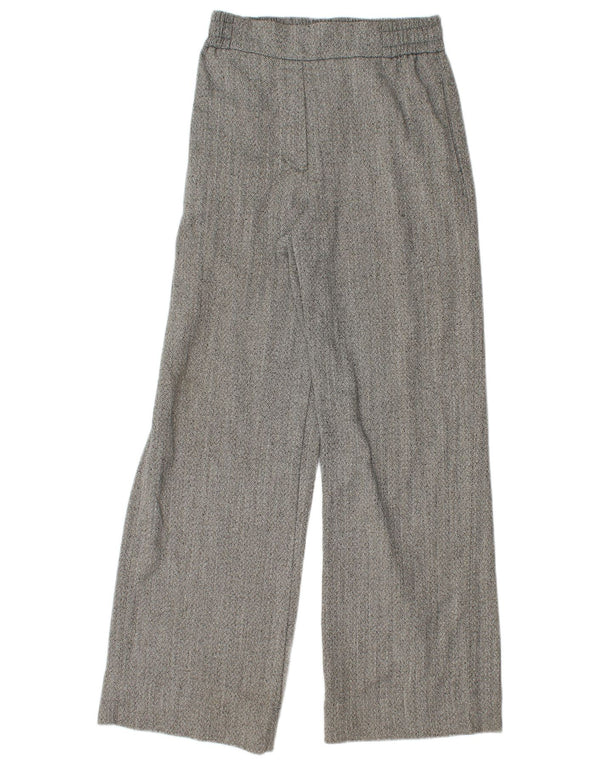 Женские повседневные широкие брюки Zara XS W24 L29 серого цвета с узором «елочка» из полиэстера