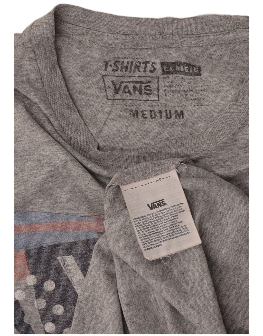 Мужская футболка с рисунком Vans, хлопковый топ среднего серого цвета с крапинками
