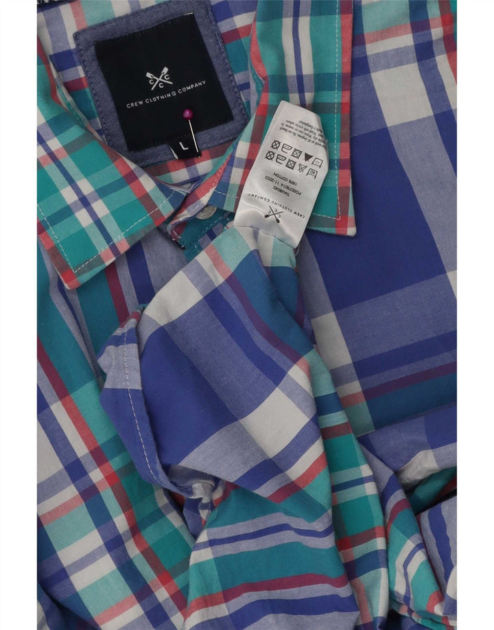 Crew Clothing Мужская рубашка с коротким рукавом, большая синяя клетка, хлопок