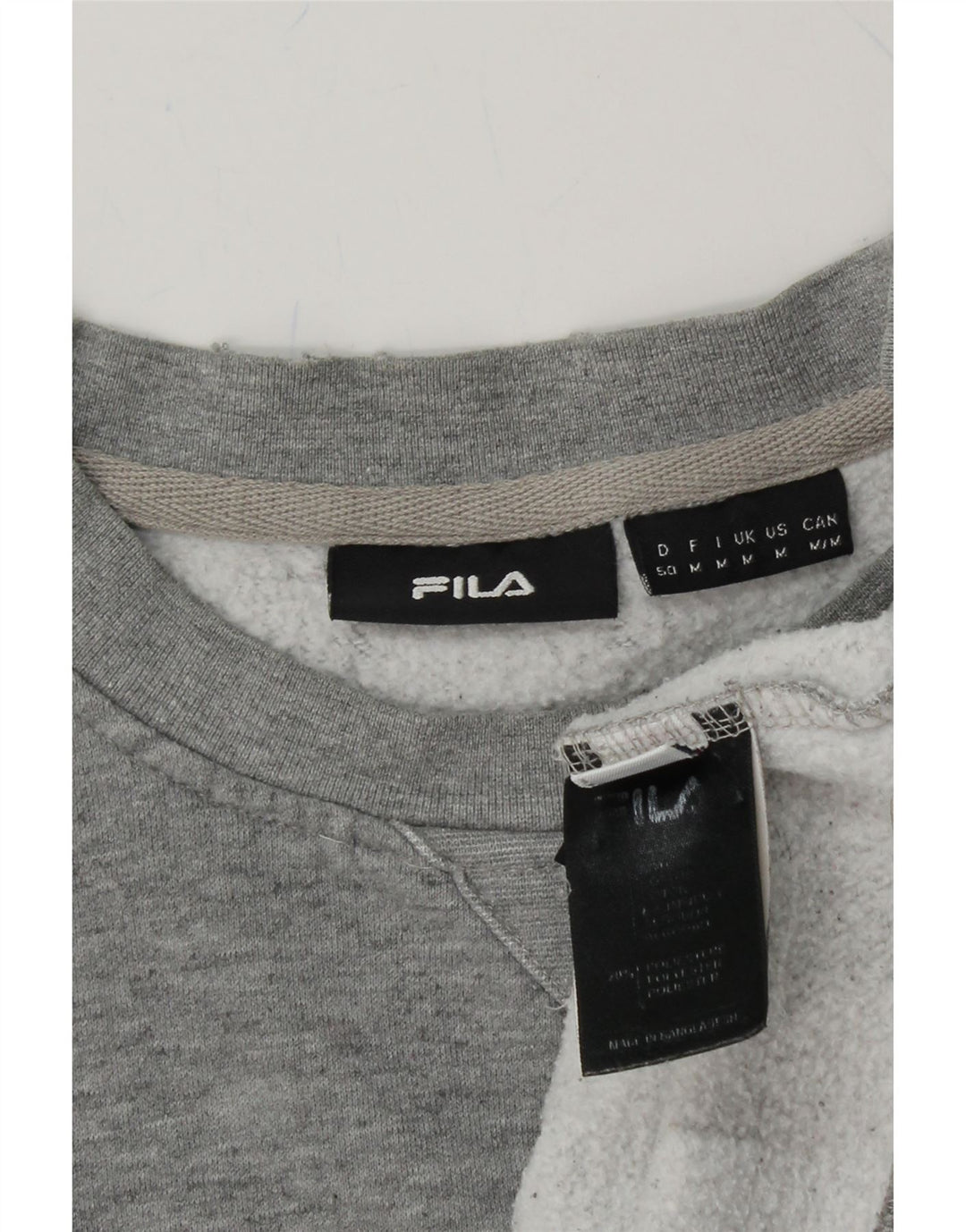 FILA Mens Graphic Sweatshirt Jumper Medium Grey Cotton Vintage Fila and Second-Hand Fila from Messina Hembry 