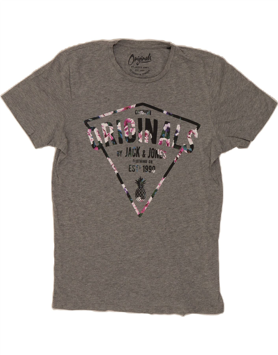 JACK & JONES Mens Graphic T-Shirt Top Medium Grey Vintage Jack & Jones and Second-Hand Jack & Jones from Messina Hembry 
