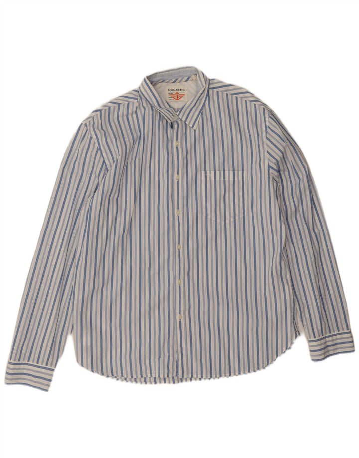 Мужская рубашка Dockers XL, синяя хлопковая полоска