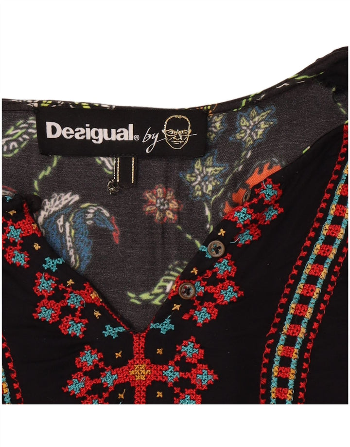 Женская туника Desigual UK 12, средний черный с цветочным принтом