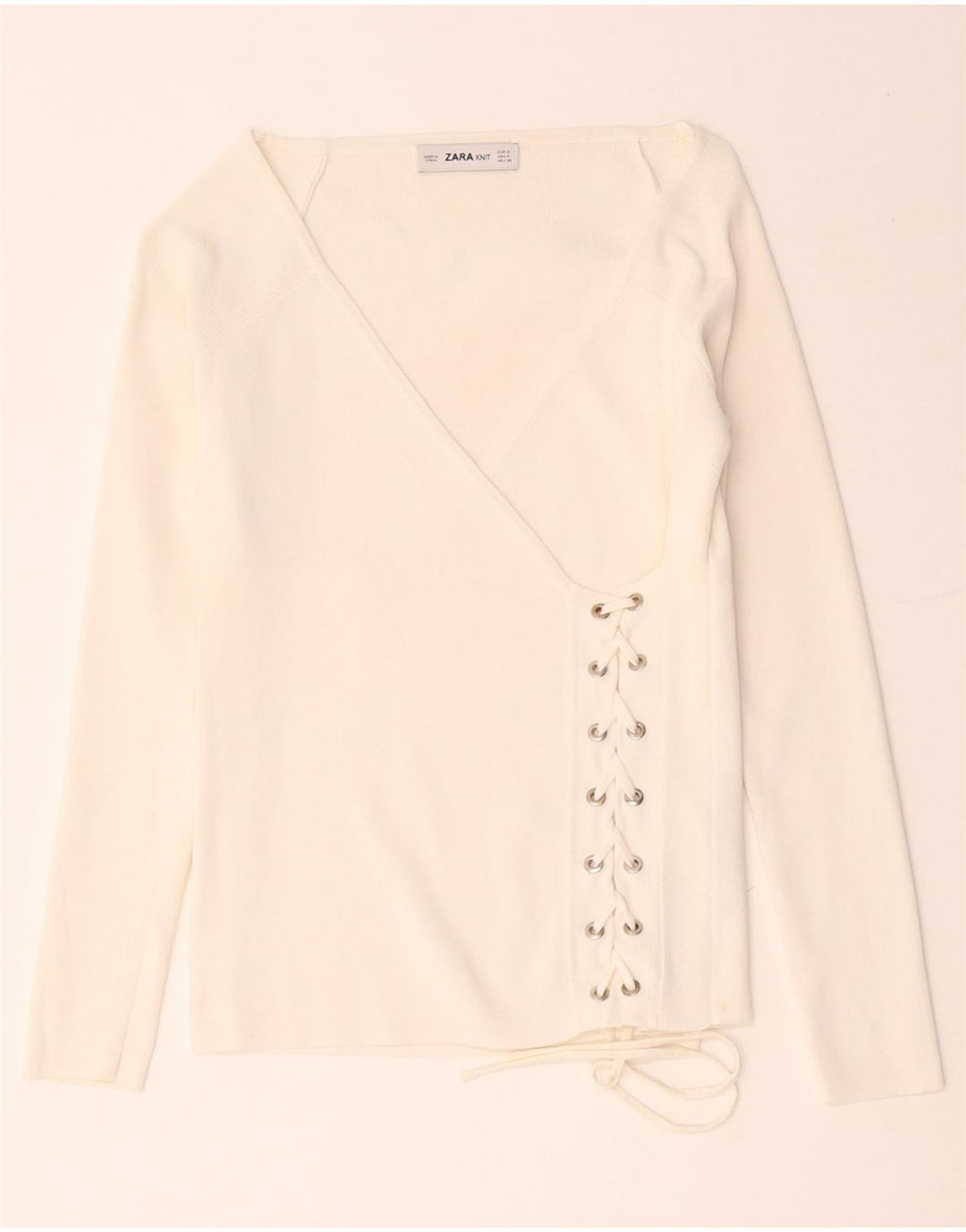Женская блузка с длинными рукавами и запахом Zara Top UK 8, маленькая, белая вискоза