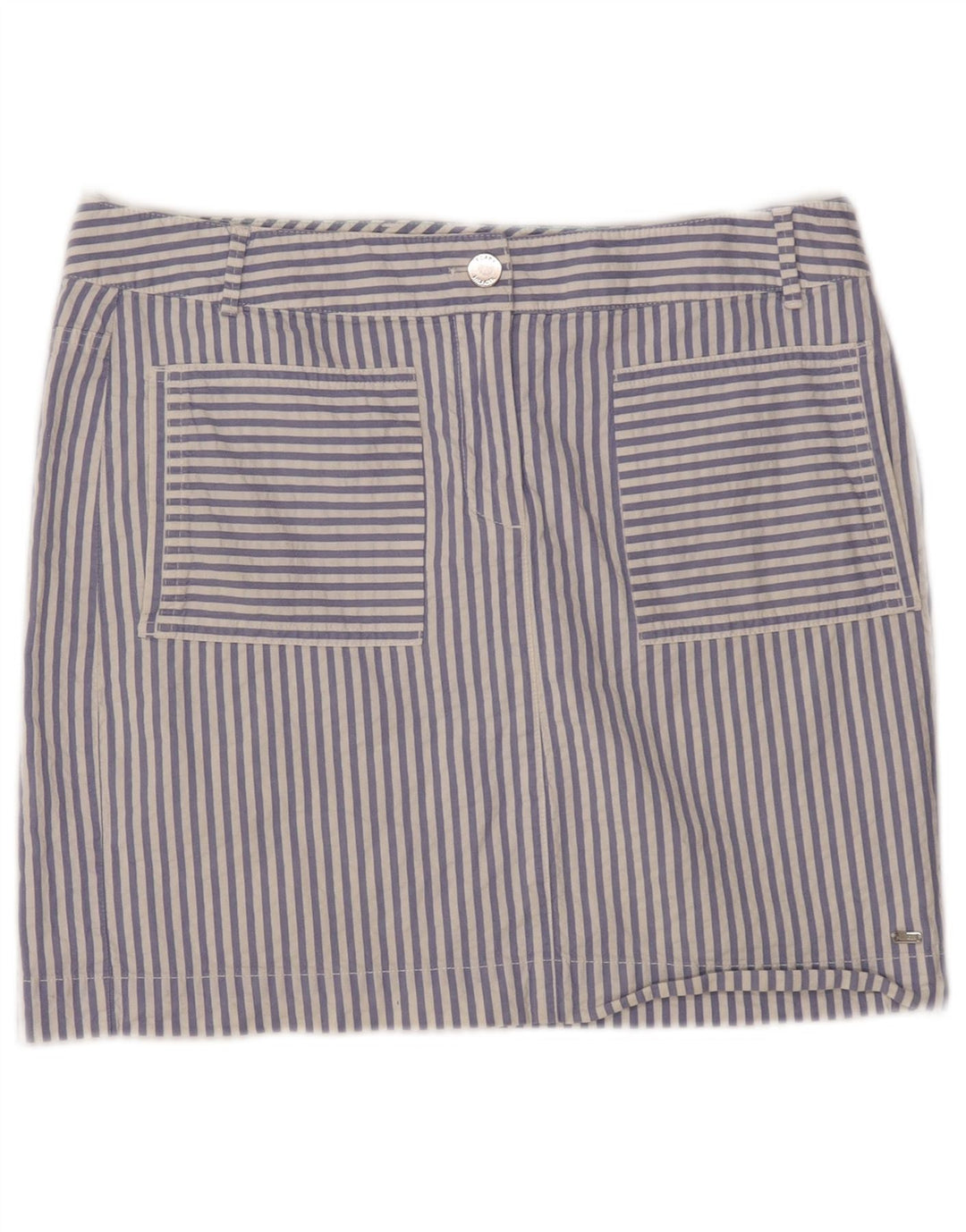 TOMMY HILFIGER Womens Mini Skirt US 8 Medium W32 Blue Striped Cotton