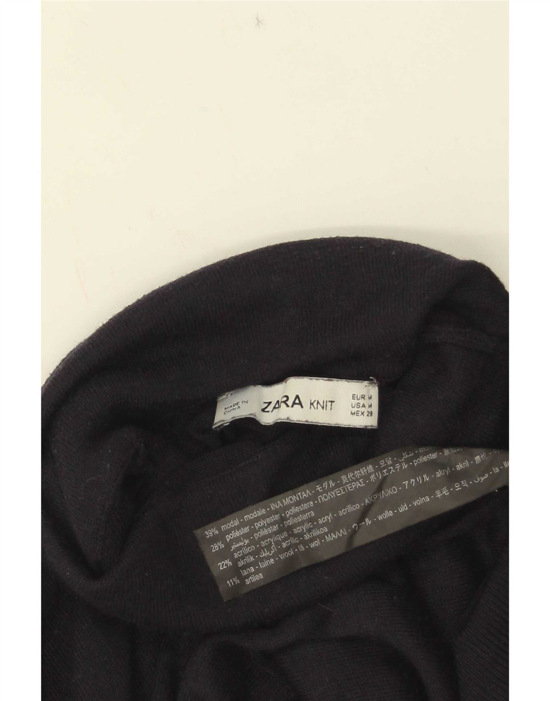 Женский джемпер с высоким воротником Zara UK 12, средний темно-синий модальный