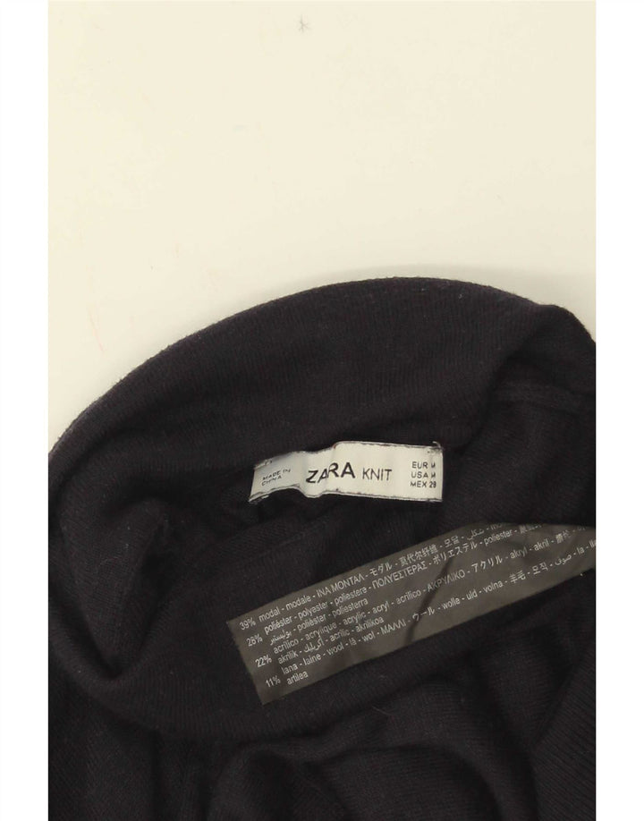 Женский джемпер с высоким воротником Zara UK 12, средний темно-синий модальный