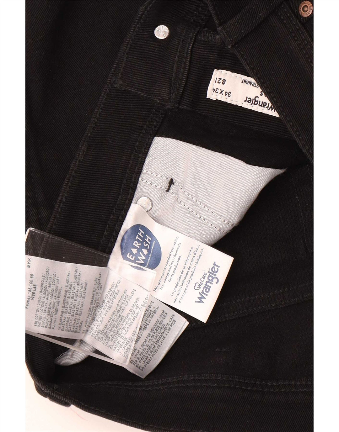 Мужские прямые джинсы Wrangler W34 L34, черный хлопок