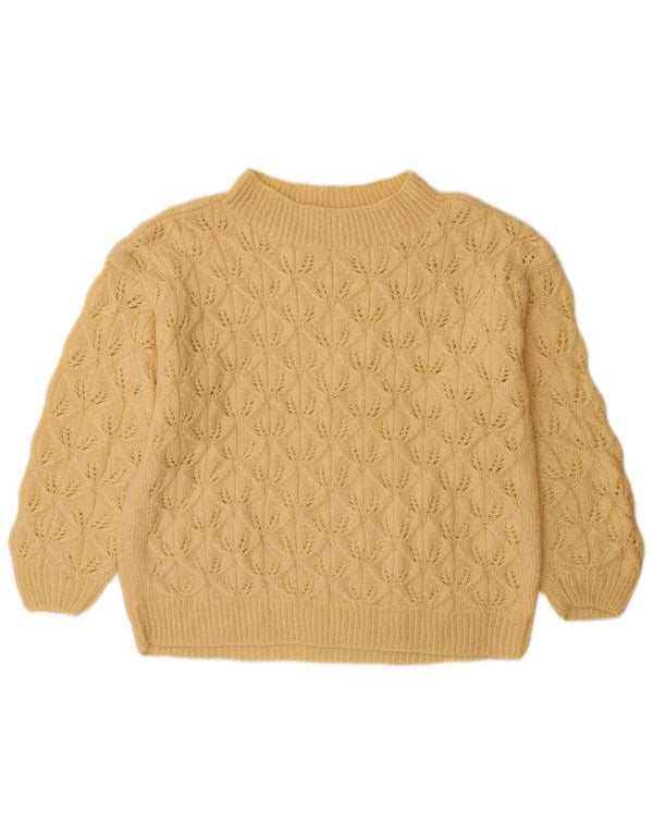 ВИНТАЖНЫЙ женский джемпер с высоким воротником, Великобритания, 14, большой, бежевый