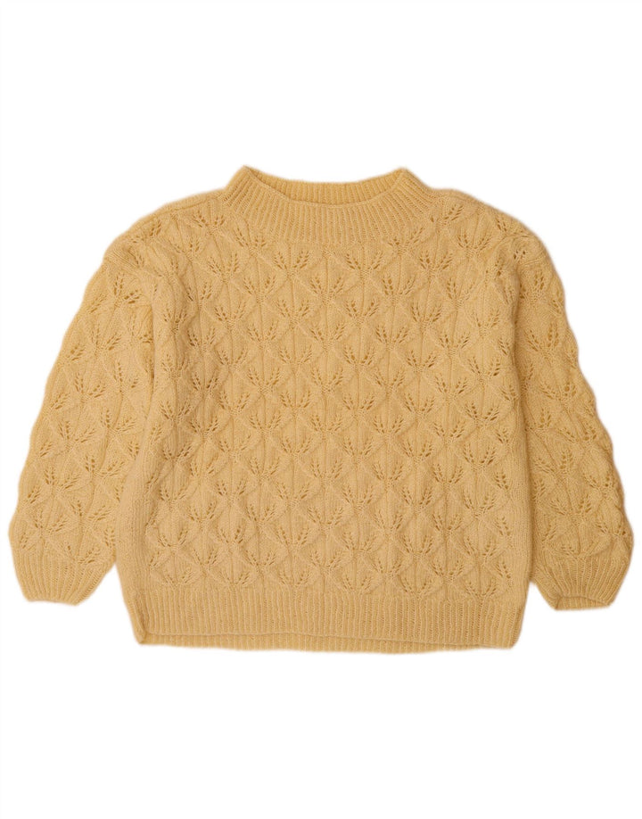 ВИНТАЖНЫЙ женский джемпер с высоким воротником, Великобритания, 14, большой, бежевый