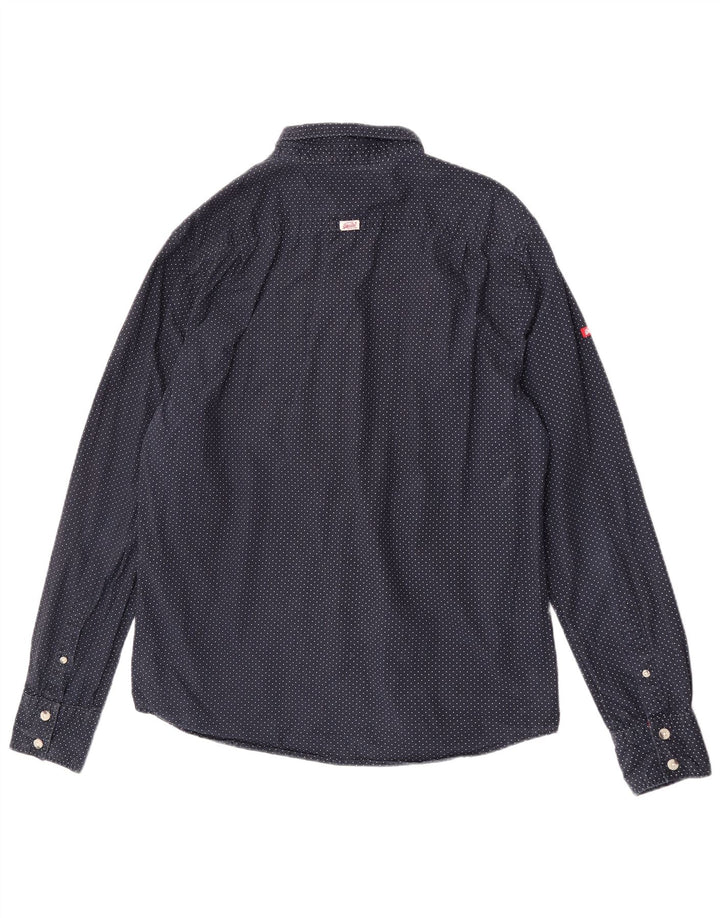 Мужская рубашка Superdry 2XL темно-синяя, хлопок в горошек