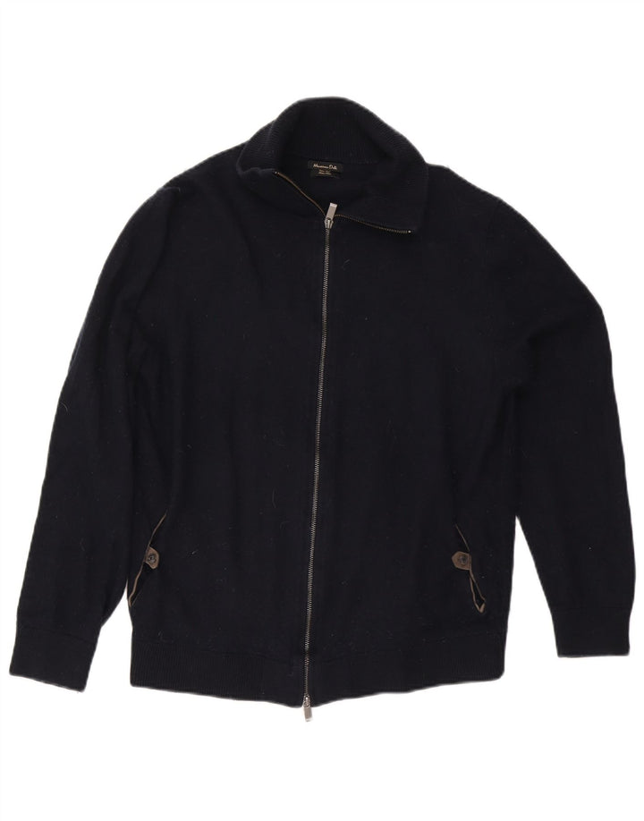 Мужской кардиган Massimo Dutti, большой темно-синий хлопковый свитер