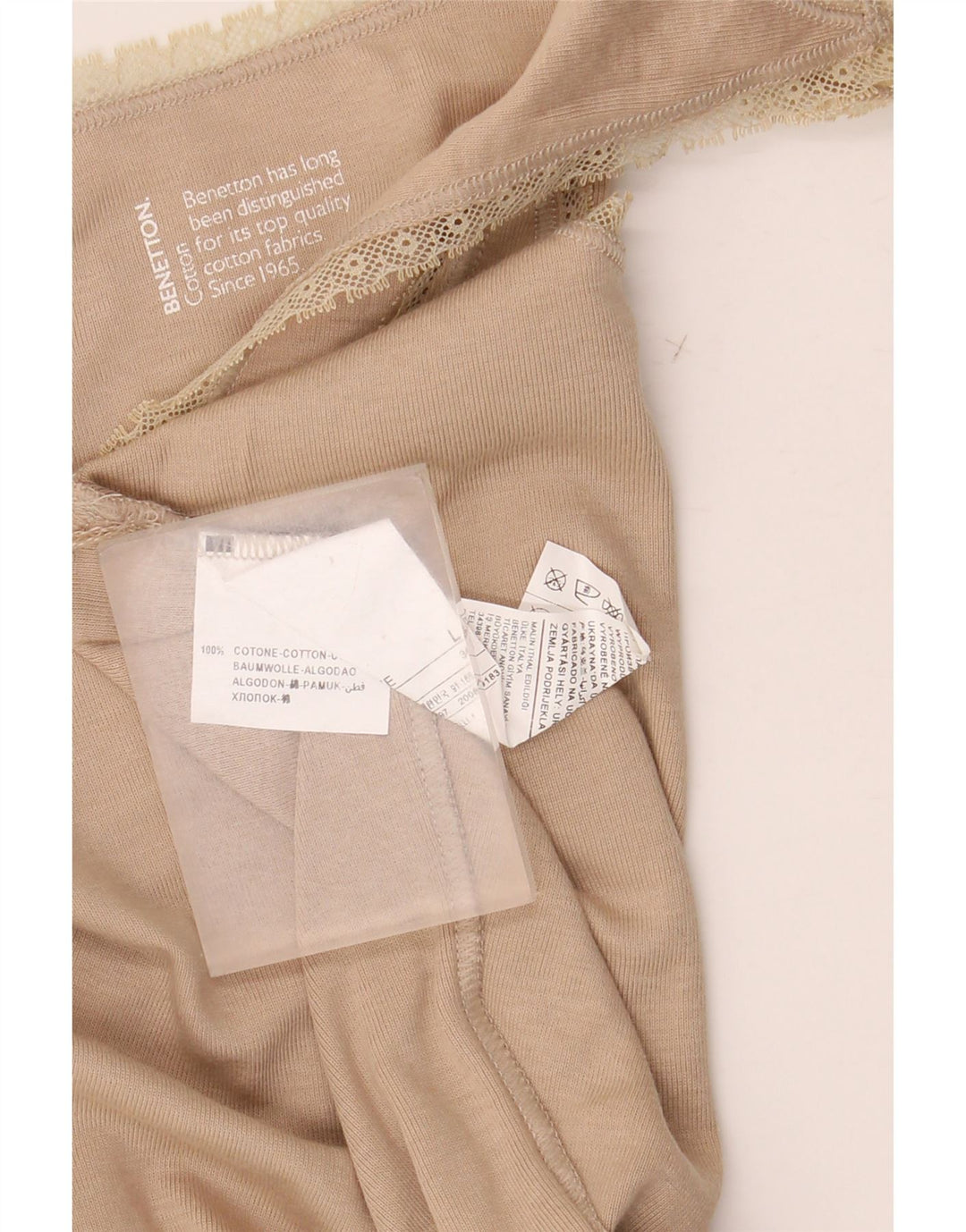 Женский топ на бретельках BENETTON UK 14, большой цвет, бежевый, хлопок