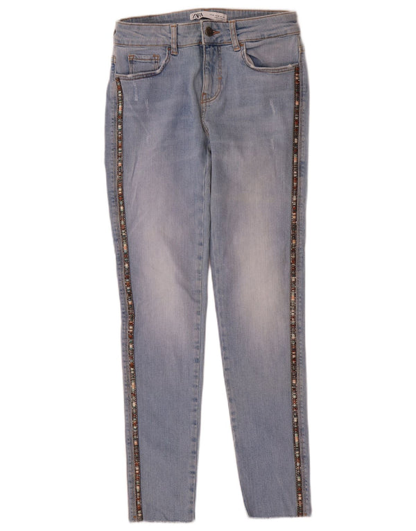 Женские джинсы скинни Zara EU 38, маленькие W28 L27, синие, хлопок