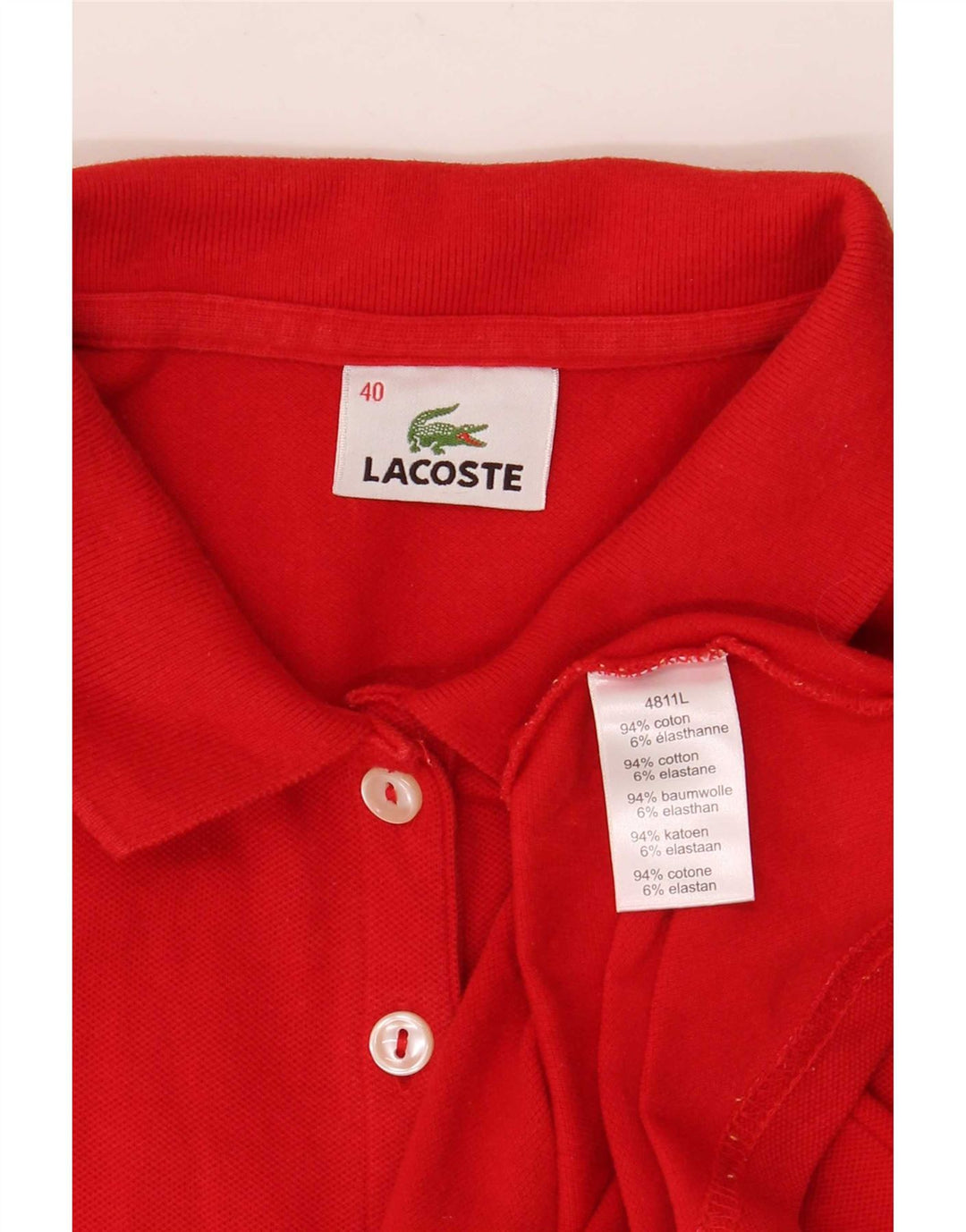 Женская рубашка-поло Lacoste, размер 40, средний красный хлопок, размер 40
