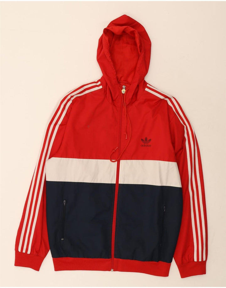 Мужской спортивный костюм Adidas с капюшоном, верхняя куртка, средний красный, полиэстер с цветными блоками