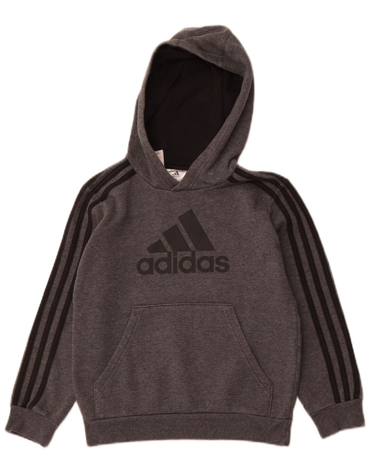 Джемпер с капюшоном ADIDAS для мальчиков 7-8 лет, серый хлопок