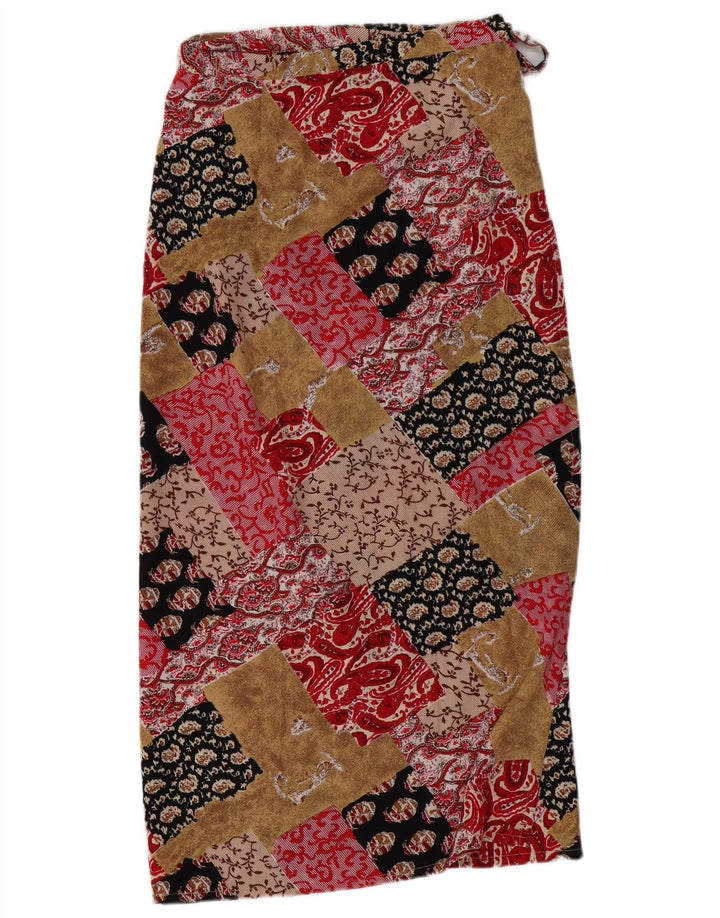 VINTAGE Женская длинная юбка с запахом W30, средняя разноцветная лоскутная вискоза