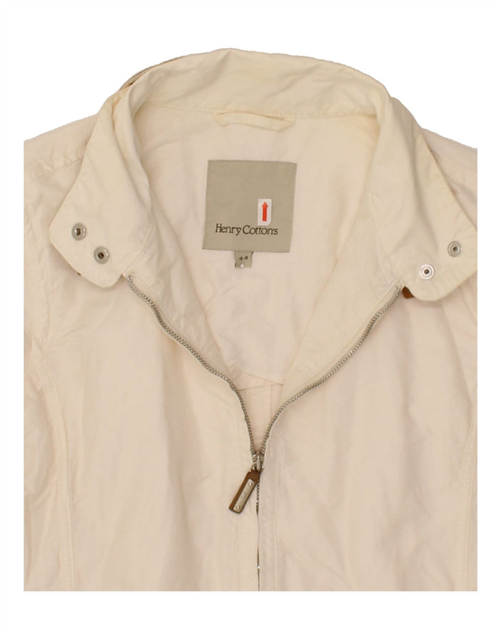 HENRY COTTONS Womens Bomber Jacket IT 44 Medium Off White Cotton Vintage Henry Cottons and Second-Hand Henry Cottons from Messina Hembry 