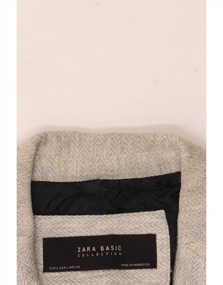 Женский пиджак на 1 пуговице Zara UK 16, большой серый с узором «в елочку»