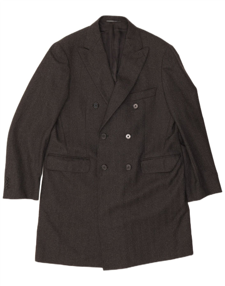 Ader Мужское двубортное пальто IT 54 2XL Серое Шерстяное