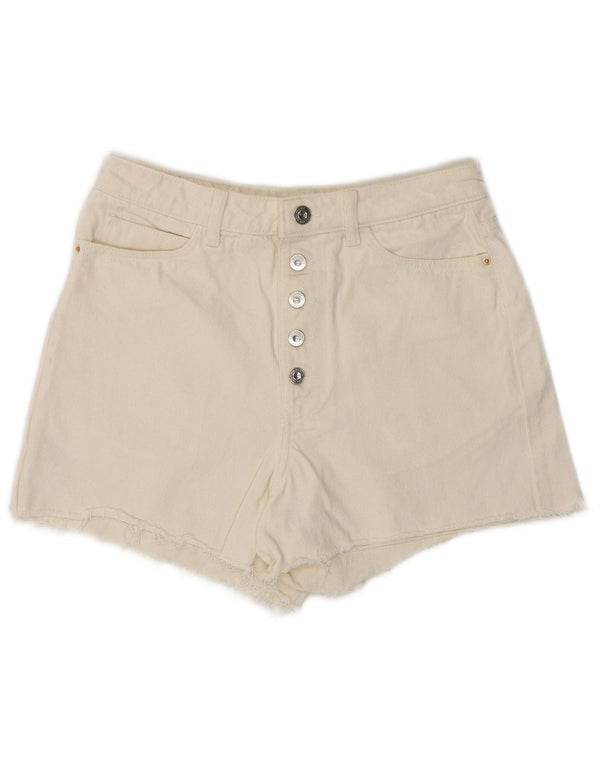 Женские джинсовые шорты с высокой талией Zara EU 36 XS W26, белый хлопок