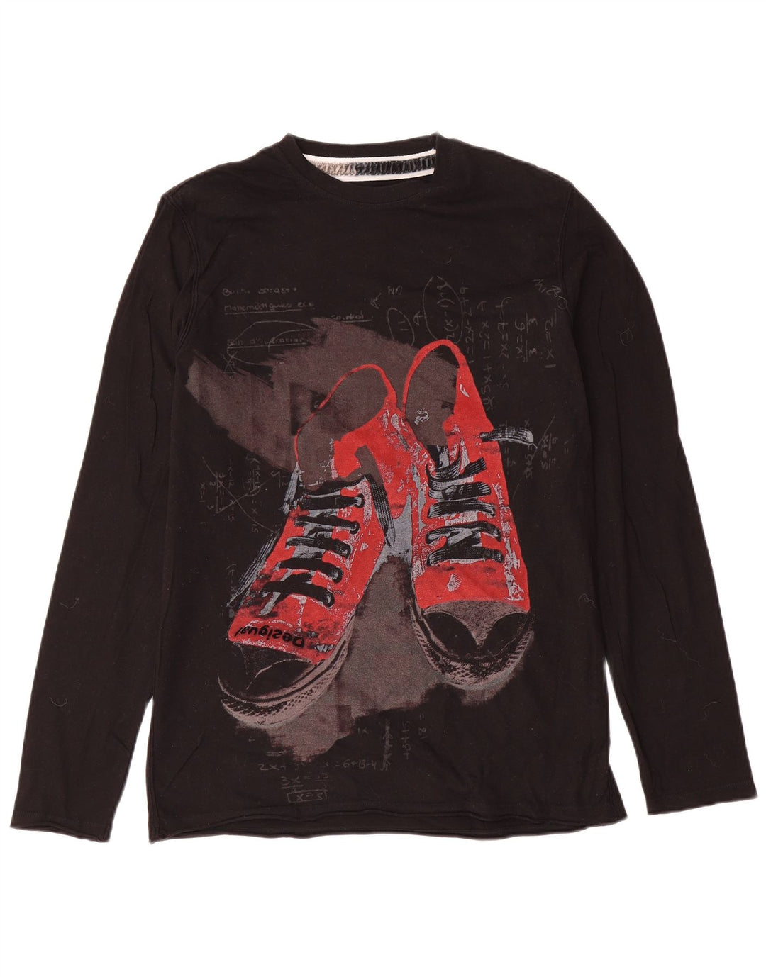 Мужской топ с рисунком Desigual, средний черный хлопок с длинными рукавами