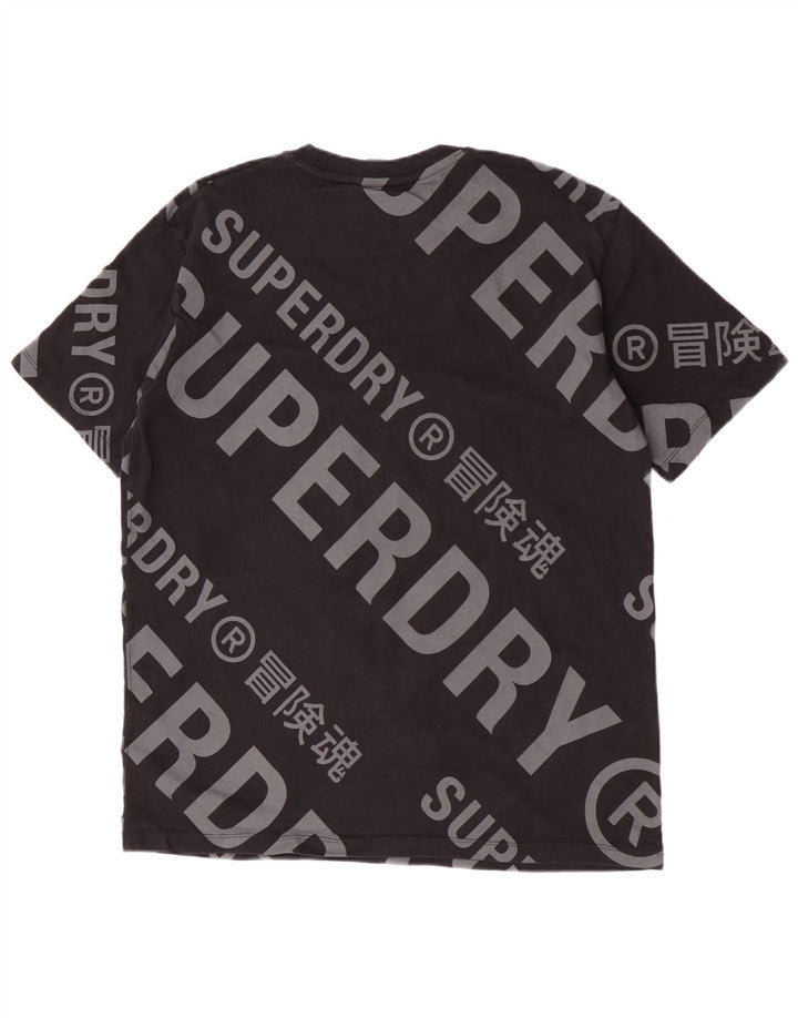 Мужская футболка с рисунком Superdry, топ среднего размера, черный хлопок