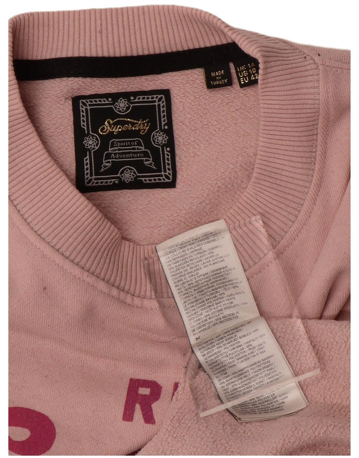 SUPERDRY Womens Oversized Graphic Sweatshirt Jumper UK 14 Large Pink
